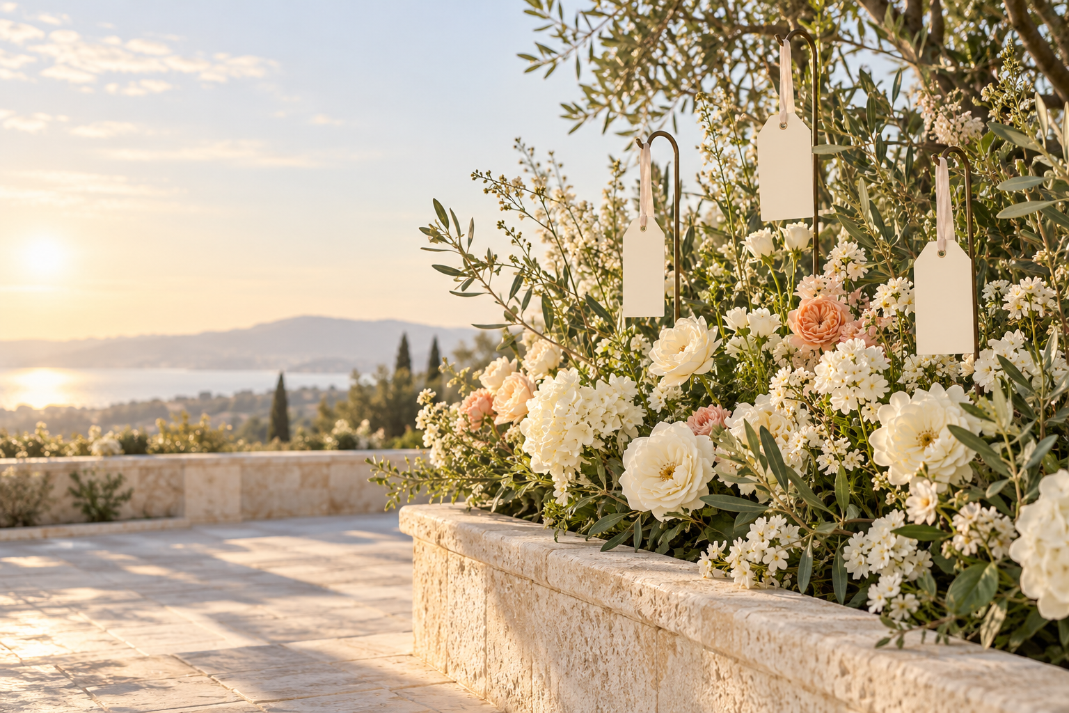 A garden of softly colored flowers